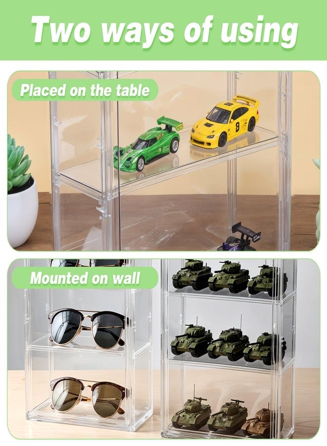 xozeooeu 3 Pack Clear Acrylic Display Case, 3 Tier Showcase with Magnetic Door and Adjustable Shelves for Figures Collectibles, Wall Mount Or Tabletop - Image 5