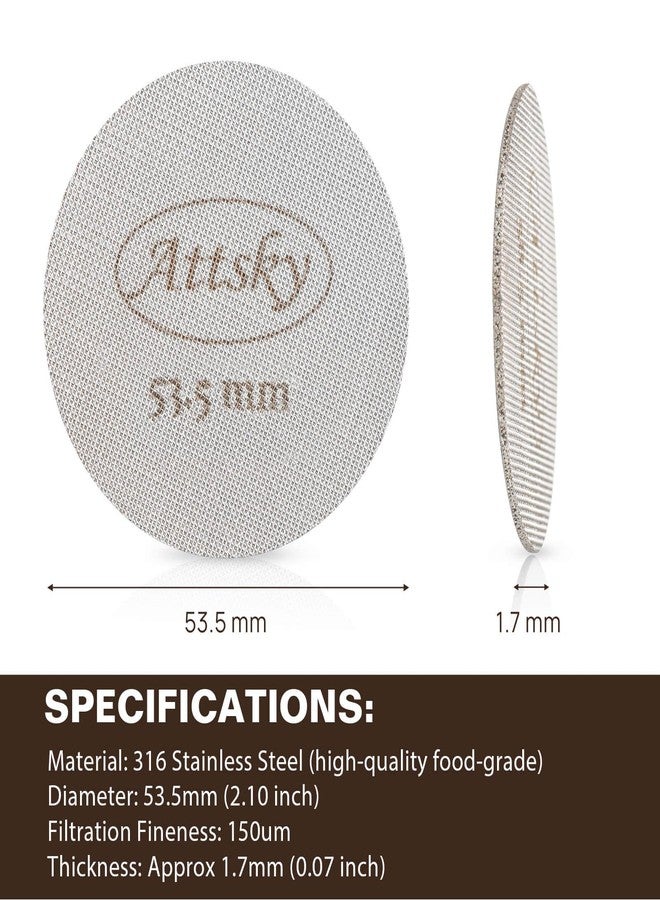 Attsky 53.5mm Espresso Puck Screen, Espresso Filter for 54mm Portafilter Filter Basket, Reusable Espresso Screen with 1.7mm Thickness 150μm 316 Stainless Steel - Image 2