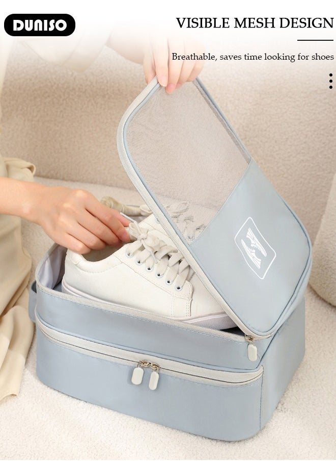 DUNISO - Shoe Bag for Travel Holds 4 Pair of Shoes, Shoe Organizer Storage Pouch for Packing with Zipper for Men and Women, Travel and Daily Use for Flying Carry on Luggage Travel Accessories - Image 1