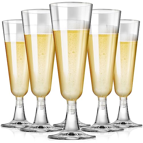 SUREHOME Plastic Champagne Flutes Plastic Champagne Glasses Disposable Mimosa Glasses Bulk 100 Pack Clear Wedding Toasting Cups Unbreakable Crystal Stemware for Bar Baby Shower Birthday Party Supplies - Image 1