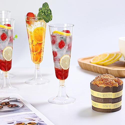 SUREHOME Plastic Champagne Flutes Plastic Champagne Glasses Disposable Mimosa Glasses Bulk 100 Pack Clear Wedding Toasting Cups Unbreakable Crystal Stemware for Bar Baby Shower Birthday Party Supplies - Image 4