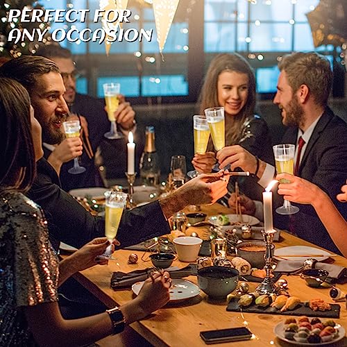 SUREHOME Plastic Champagne Flutes Plastic Champagne Glasses Disposable Mimosa Glasses Bulk 100 Pack Clear Wedding Toasting Cups Unbreakable Crystal Stemware for Bar Baby Shower Birthday Party Supplies - Image 2