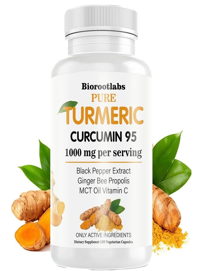TEYAOE Biorootlabs Turmeric Curcumin | Pure Turmeric Curcumin Supplement 1000mg | 95% Curcuminoids with Bee Propolis, Ginger, MCT Oil, Fat Soluble Vitamin C, & Black Pepper 120 Capsules (1) - Image 1