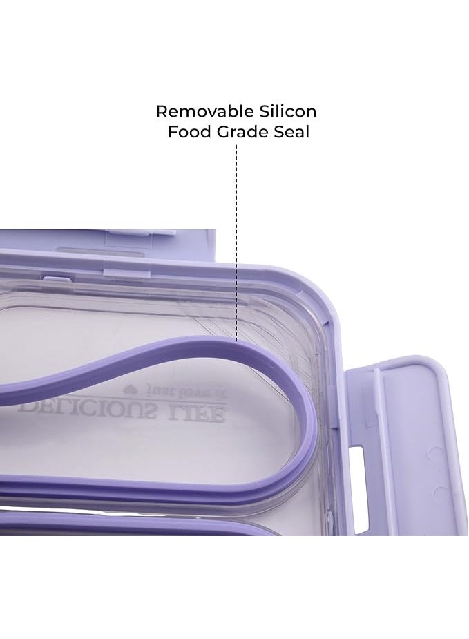 CRAVISTA Bento Lunch Boxes, Leak Proof Stainless Steel Lunch Box for Kids, BPA Free Bento Box for Kids and Adults | Tiffin Boxes for Office and School (Purple, 750 ML, 4 Compartment) - Image 3
