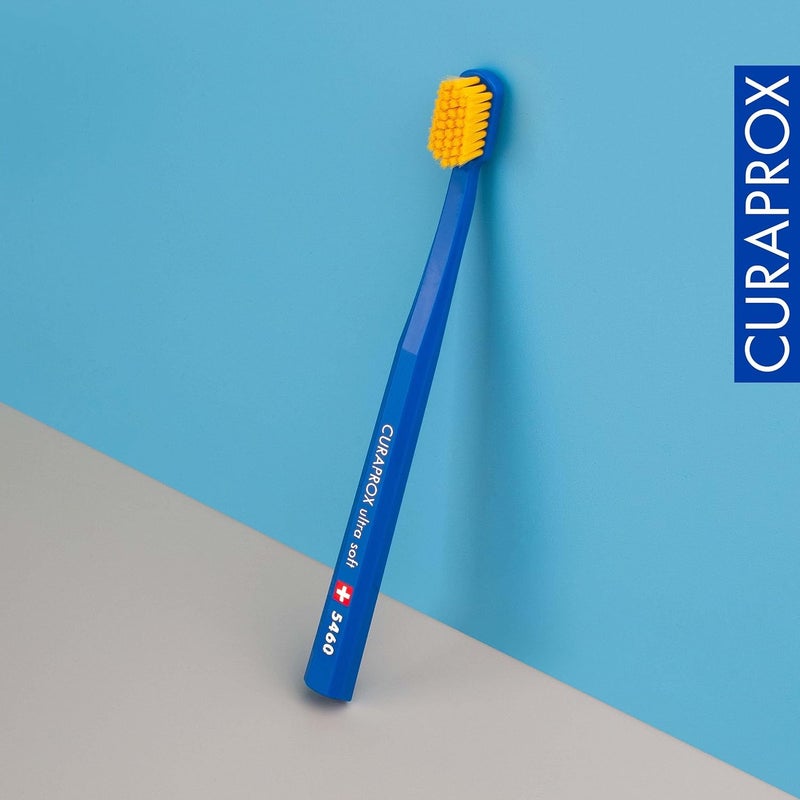 CURAPROX CS 5460 Ultra-Soft Toothbrush – Adult Tooth and Gum Care | Super Soft Curen® Bristles for Gentle Cleaning | Blue-Yellow, Single Pack | Made in Switzerland - Image 5