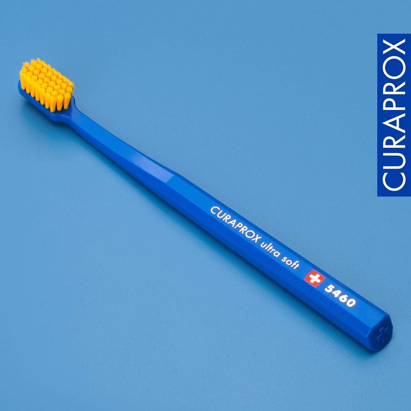 CURAPROX CS 5460 Ultra-Soft Toothbrush – Adult Tooth and Gum Care | Super Soft Curen® Bristles for Gentle Cleaning | Blue-Yellow, Single Pack | Made in Switzerland - Image 4