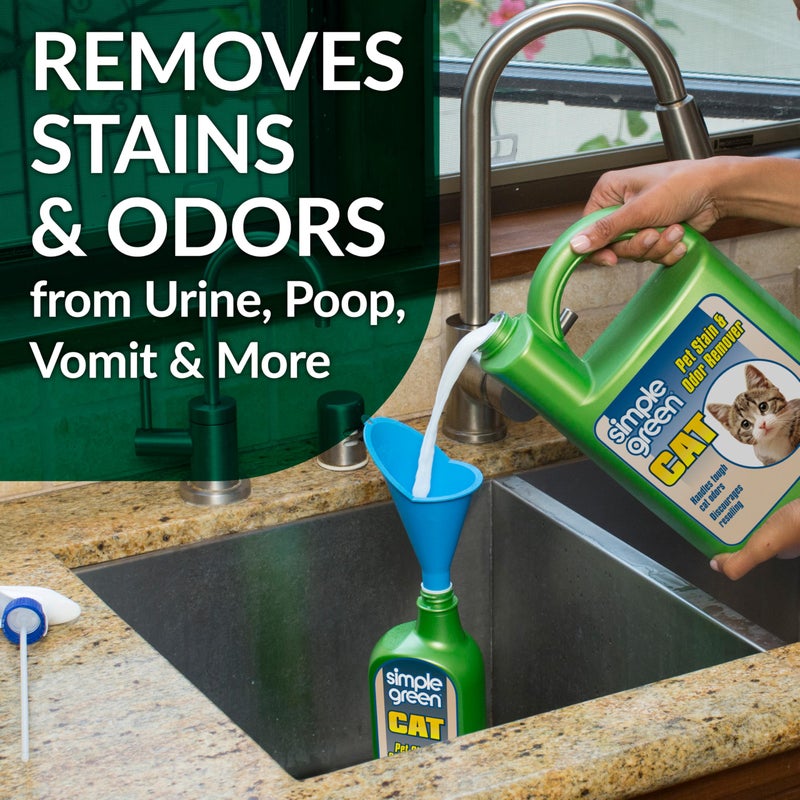 simple green Cat Stain & Odor Remover - Enzyme Cleaner for Cat Urine, Feces, Blood, Vomit (1 gallon Refill) - Image 2