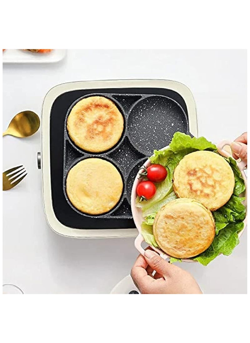Generic - Omelette egg frying pan and pancake with 4 non-stick aluminum eyelets for breakfast preparation and making fried eggs, pies, steaks and hamburgers - Image 1