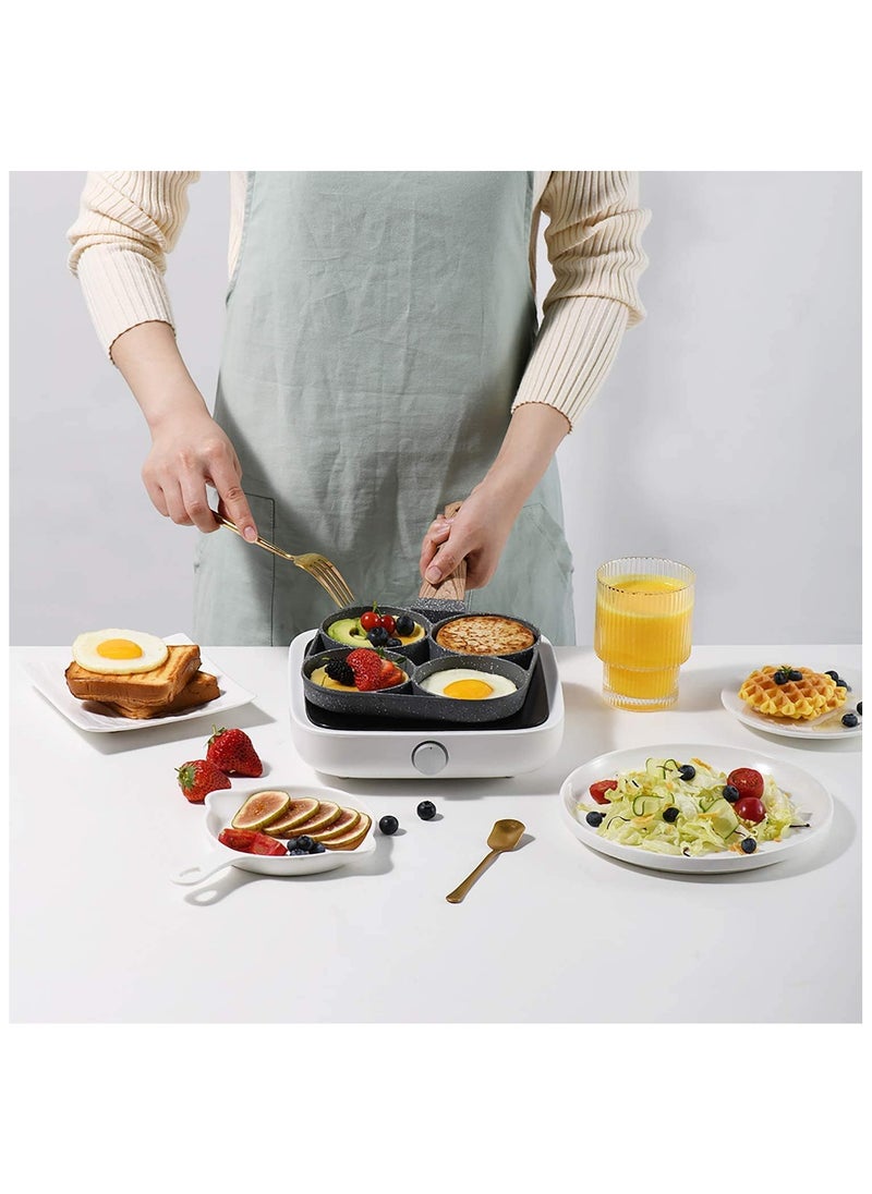 Generic - Omelette egg frying pan and pancake with 4 non-stick aluminum eyelets for breakfast preparation and making fried eggs, pies, steaks and hamburgers - Image 1