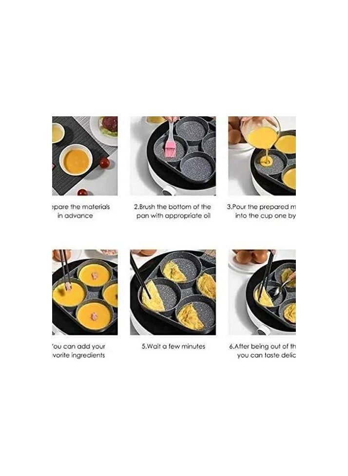 Generic - Omelette egg frying pan and pancake with 4 non-stick aluminum eyelets for breakfast preparation and making fried eggs, pies, steaks and hamburgers - Image 1
