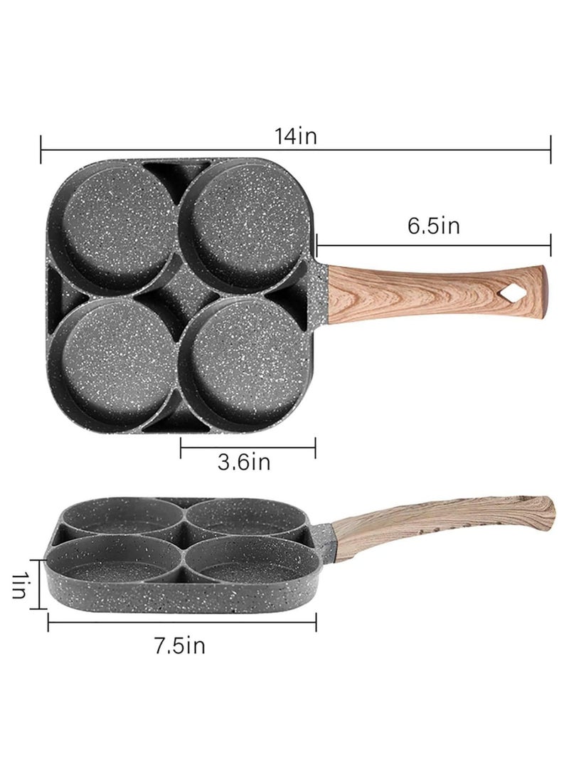 Generic - Omelette egg frying pan and pancake with 4 non-stick aluminum eyelets for breakfast preparation and making fried eggs, pies, steaks and hamburgers - Image 1