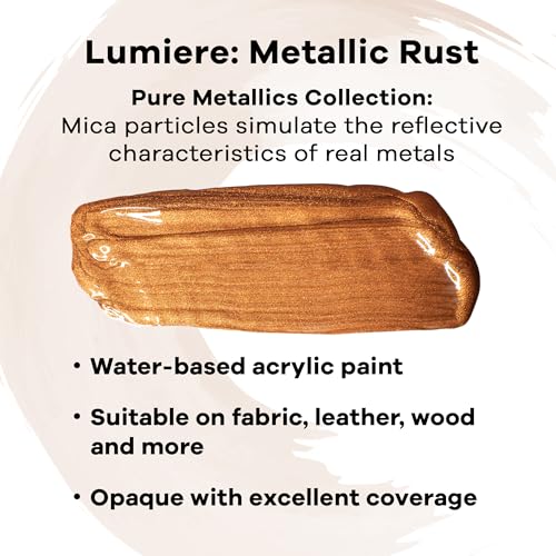 Jacquard Lumiere 8oz Fabric Paint Metallic Rust - Metallic Paint for Fabric Paper Wood Ceramic and Metal - Light-bodied Metallic Acrylic Paint - Lightfast & Vibrant Acrylic Paints - Image 2