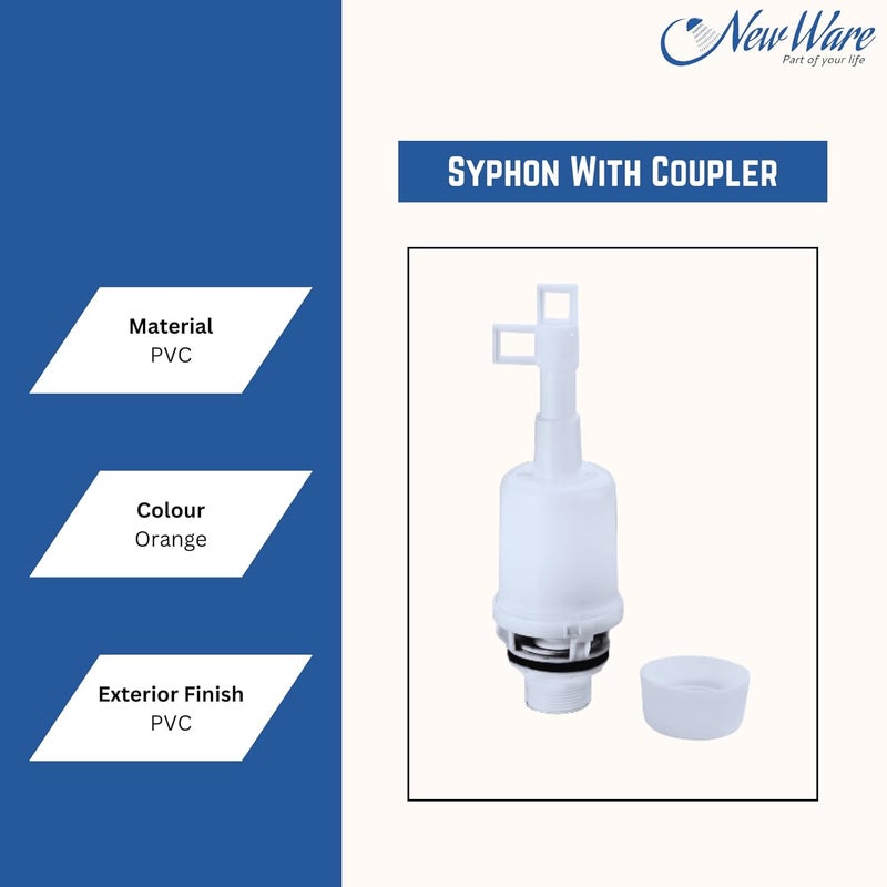 NEW WARE Syphon with Coupler | PVC Material Type | for Flush Tank/Water Filling Valve Parts Toilet Flush Valve for Toilet Tank - Image 5