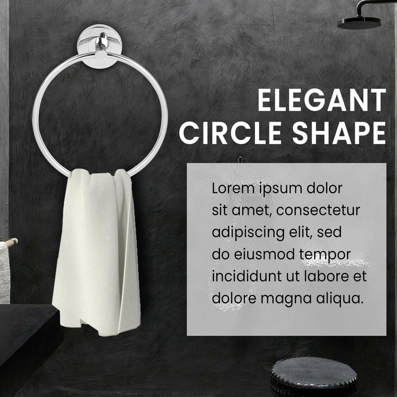 Pivalo Stainless Steel Towel Ring Round Hand Towels Hanger Napkin Holder Stand Bathroom Accessories for Home Kitchen & Wash Basin (Pack of 1) - Image 2