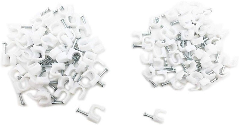 CARE 'N' TOUCH Round Cable Wire Clips with Steel Nails Cord Fasteners RG6 RG59 CAT5 CAT6 RJ45 (100 Pieces 4 mm and 100 Pieces 12 mm) - Image 1