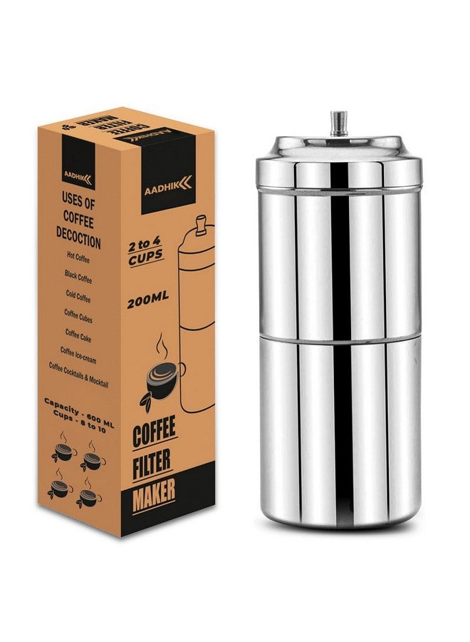 AADHIK Coffee Maker, 200ml, 2 to 4 Cups,Filter Coffee Maker Stainless Steel,Coffee Decoction Maker for Home & Kitchen - Image 1