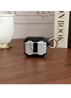 Generic Earphone Cover Case for Airpods 4 Generation,Full Body Shockproof Protection Hard Case, Support Wireless Charging with Keychain, Magnetic Lid, Front LED Visible,  black/silver  - Image 3
