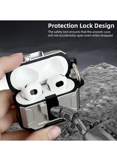 Generic Earphone Cover Case for Airpods 4 Generation,Full Body Shockproof Protection Hard Case, Support Wireless Charging with Keychain, Magnetic Lid, Front LED Visible,  black/silver  - Image 5