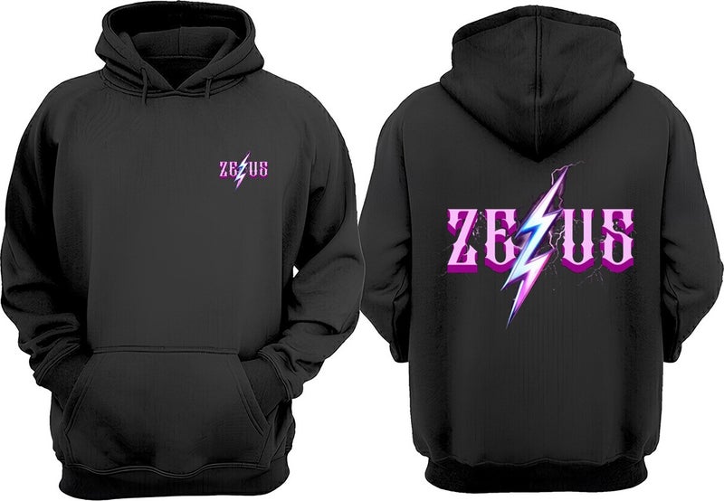 The Wert Zeus Lightning Design Front Back Printed Regular Size Black Sweatshirt  - Image 1
