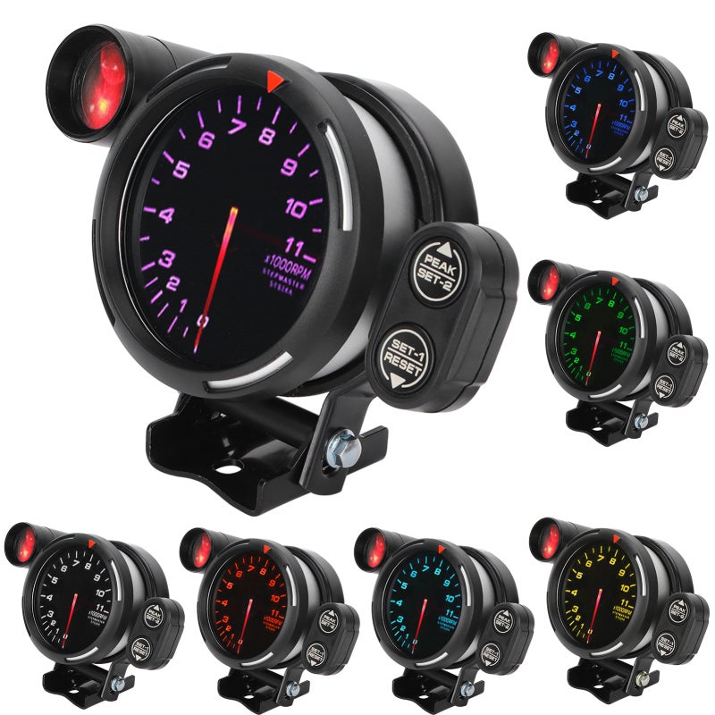 CNSPEED Car Tachometer RPM Tacho Gauge 7 Colors LED Display - High Sensitivity Electronic Tachometer for Auto Racing Car Modification - Image 1