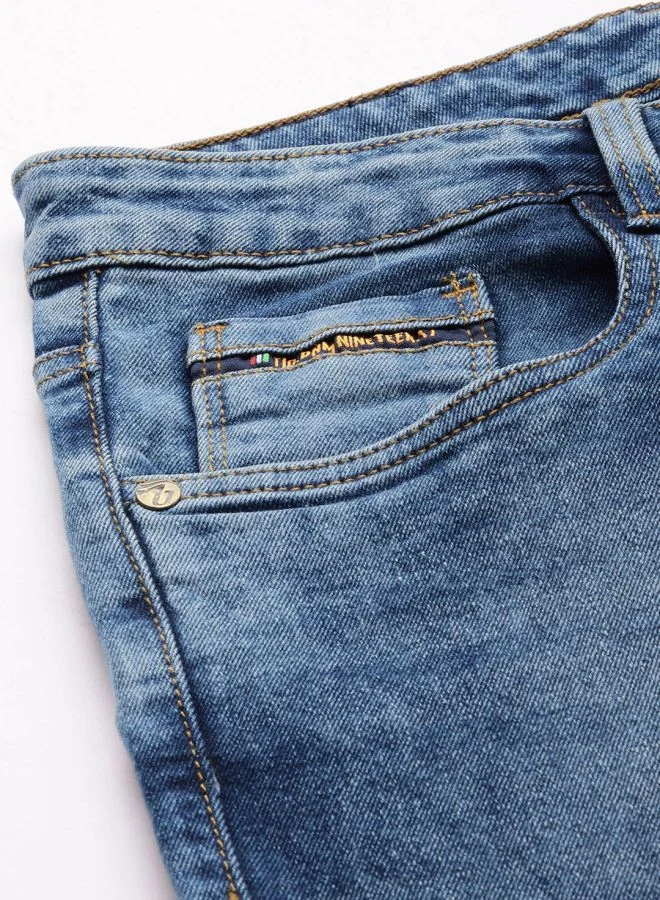ذا انديان كراج كو Men Slim Straight Fit Solid Mid-Rise Stretchable Jeans
