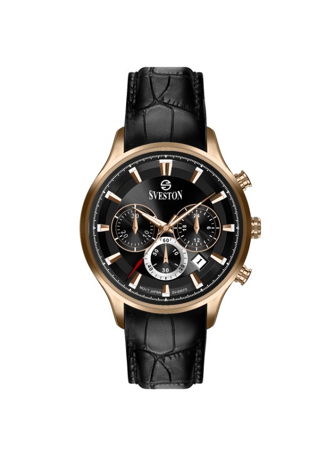 Sveston Zentro a gents leather strap watch with a 40mm dial, perfectly paired with a luxury watch case for a touch of elegance. - Image 1