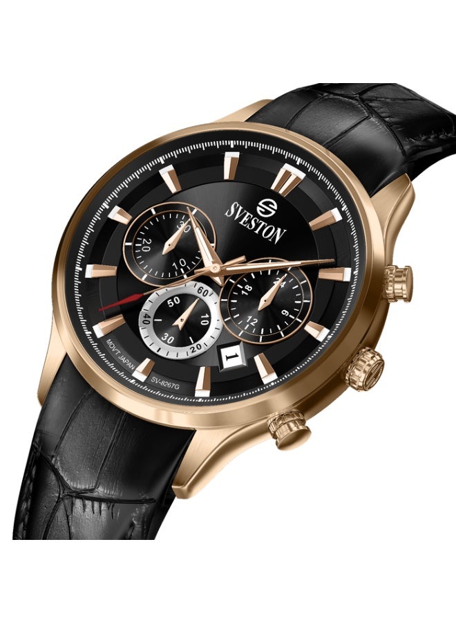 Sveston Zentro a gents leather strap watch with a 40mm dial, perfectly paired with a luxury watch case for a touch of elegance. - Image 2