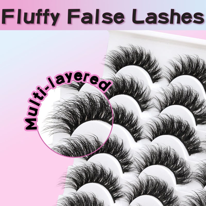 Losha Lashes 14 Pairs Fluffy False Lashes Soft Handmade Fake Eyelashes Vegan Cat Eye Lashes that Like Lash Extensions (P01) - Image 5