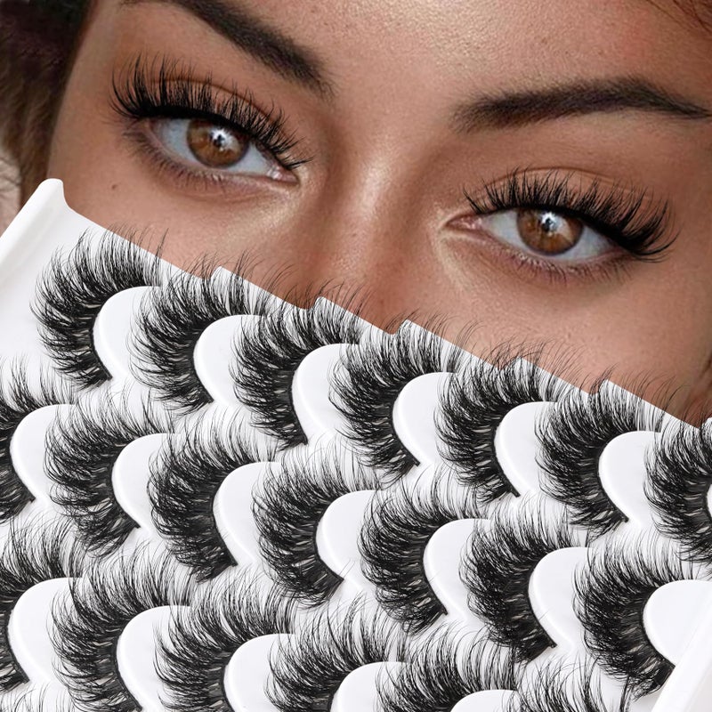 Losha Lashes 14 Pairs Fluffy False Lashes Soft Handmade Fake Eyelashes Vegan Cat Eye Lashes that Like Lash Extensions (P01) - Image 3