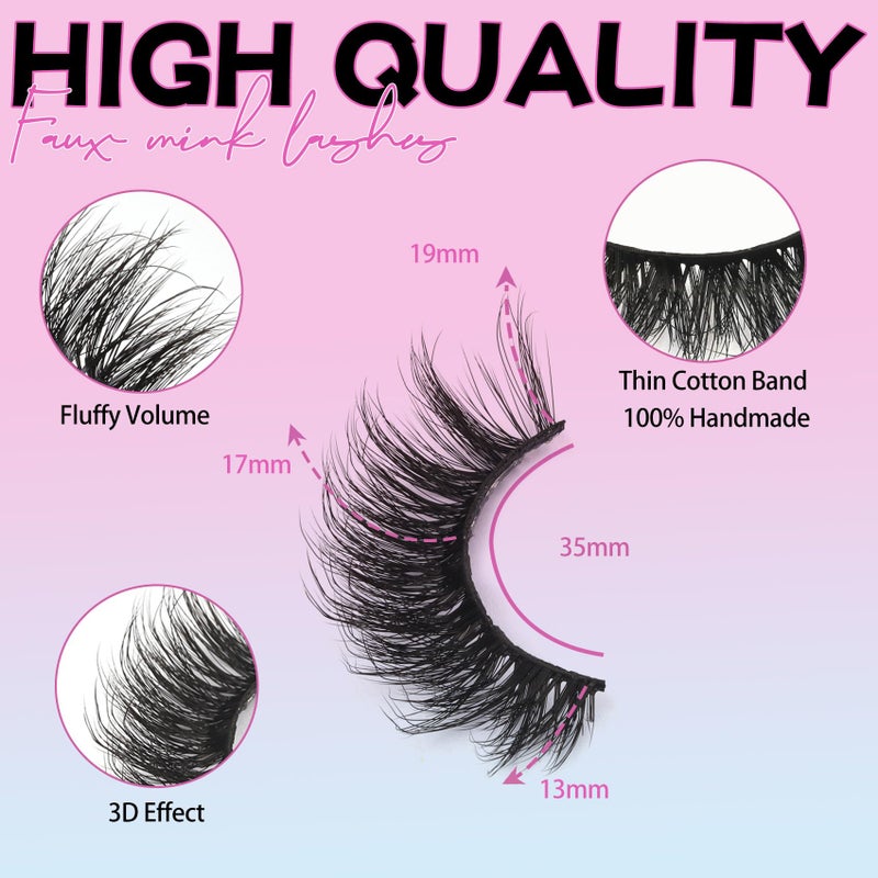 Losha Lashes 14 Pairs Fluffy False Lashes Soft Handmade Fake Eyelashes Vegan Cat Eye Lashes that Like Lash Extensions (P01) - Image 4