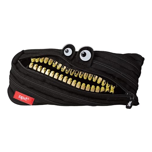 ZIPIT Grillz Pencil Case for Kids, Cute Zipper Pouch for Boys Girls and Teens, Stationery Bag for School ,Black - Image 1