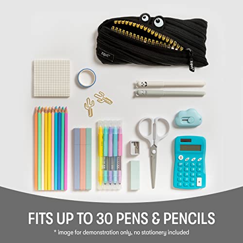 ZIPIT Grillz Pencil Case for Kids, Cute Zipper Pouch for Boys Girls and Teens, Stationery Bag for School ,Black - Image 4