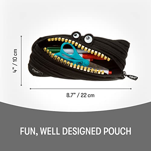 ZIPIT Grillz Pencil Case for Kids, Cute Zipper Pouch for Boys Girls and Teens, Stationery Bag for School ,Black - Image 2