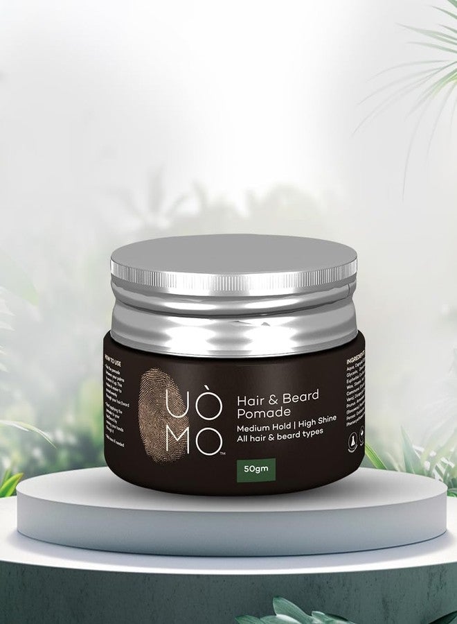 UOMO Beard & Moustache Oil, Beard & Face Wash Cleanser, Hair Styling Pomade Wax- Grooming Kit & Gift for Men (100ml+30ml+50g) - Image 3