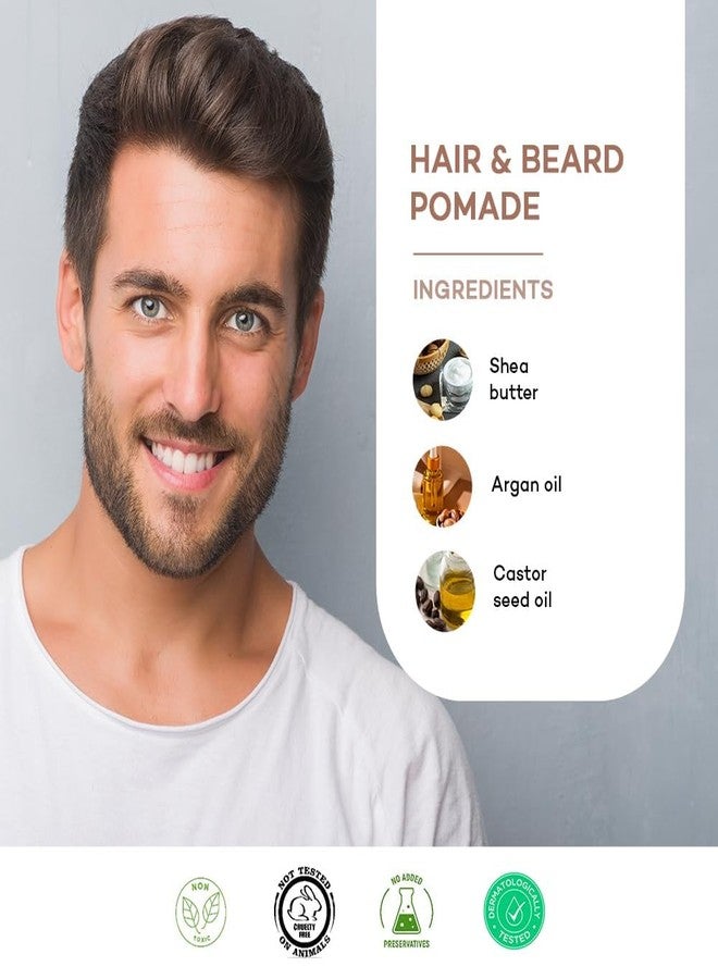 UOMO Beard & Moustache Oil, Beard & Face Wash Cleanser, Hair Styling Pomade Wax- Grooming Kit & Gift for Men (100ml+30ml+50g) - Image 5