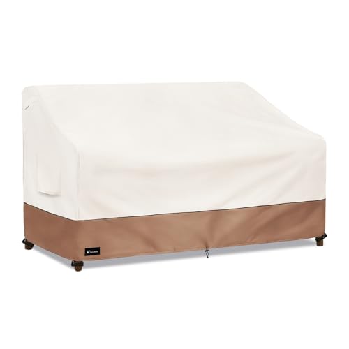 Krismile Outdoor Couch Cover for Patio Furniture Heavy Duty Waterpoof AllWeather 3Seater Patio Sofa Cover 58x32x31 Beige - Image 1