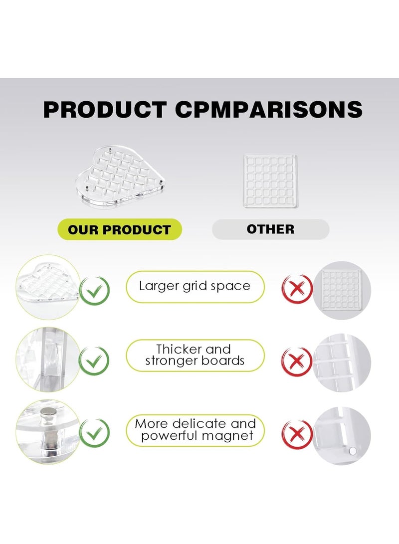 SOLARAE Heart Shaped Acrylic Magnetic Seashell Display Box, Seashell Display Collection Box, Clear Acrylic Jewels Collection Box, Grids Showcase Shelves with Lid for Bead, Nail, Jewelry, 25 Grids - Image 5