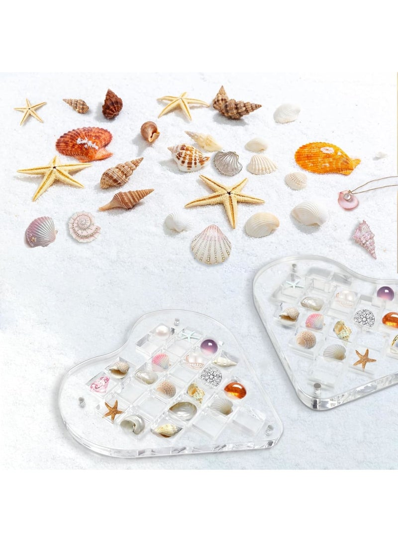 SOLARAE Heart Shaped Acrylic Magnetic Seashell Display Box, Seashell Display Collection Box, Clear Acrylic Jewels Collection Box, Grids Showcase Shelves with Lid for Bead, Nail, Jewelry, 25 Grids - Image 2