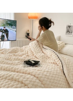 Generic Double Sided Fleece Blanket,Bed Throws,Fleece Throw Blanket for Couch,Super Soft Fuzzy Plush Blankets for Sofa and Bed,200*230cm (Beige)  - Image 3