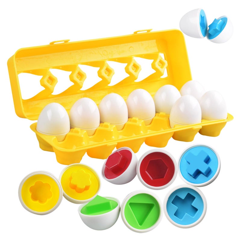 CPSYUB Matching Eggs Toys Color Shape Recognition Sorter Puzzle Montessori Toys for Baby Easter Travel Bingo Game Sensory Early Learning Fine Motor Skills for Year Old Kids