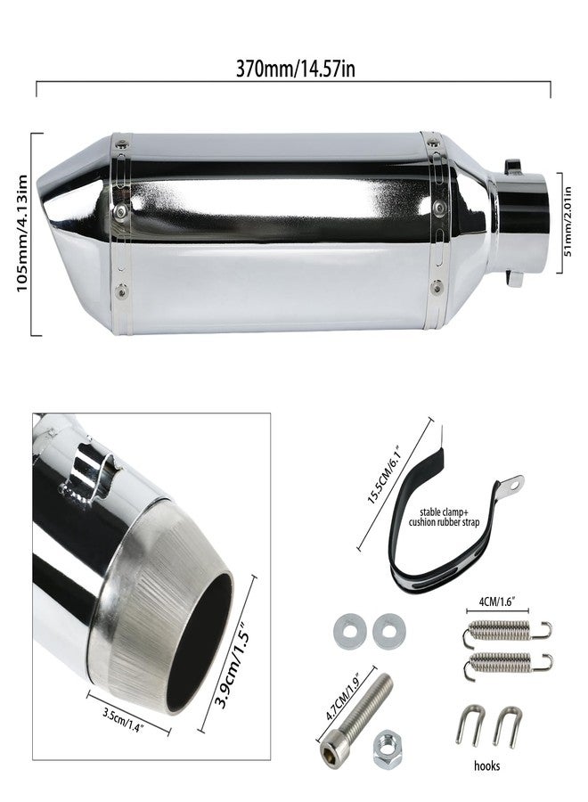 PACEWALKER Motorcycle Slip On Muffler, 1.5-2" Universal Motorcycle Exhaust with Removable DB Killer for Street/Sport Motorcycles and Scooters, Dirt Bike ATV Street Bike 38-51mm Inlet(Plating) - Image 2