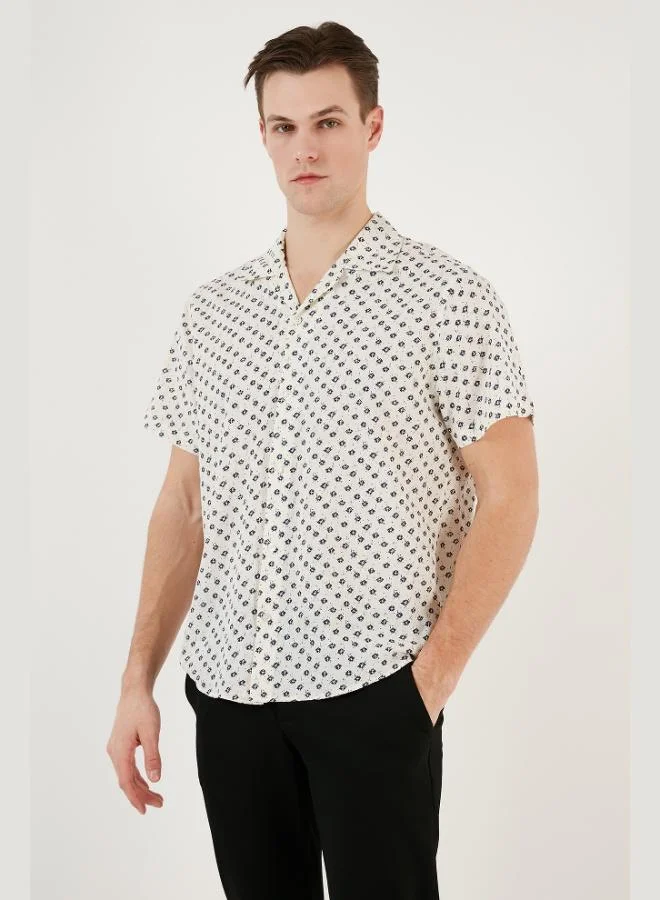 Buratti Buratti Regular Fit Short-Sleeve Shirt for Men, Apache Collar, CF24S117505