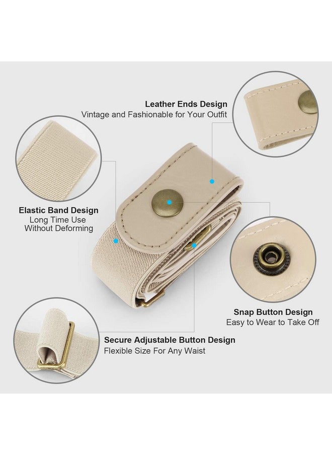 WHIPPY - No Buckle Stretch Women Belt For Jeans Pants Elastic Buckle Free Invisible Belts For Women Or Men (Beige Fit Pants Size 2236 Inches) - Image 1