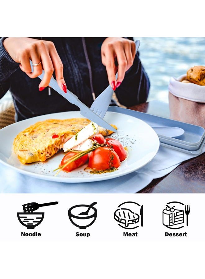 Lnrkai Travel Utensils Set with Case, 4 Sets Wheat Straw Reusable Spoon Knife Forks Tableware, Portable Cutlery Set for Lunch Box Accessories for Adults Kids Travel Picnic Camping or Daily Use - Image 3