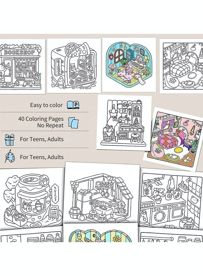 Coloring Book for Adults & Teens, Girl Moments: Cute & Cozy Daily Relaxation Activity with Whimsical Illustrations of Girls Reading with Pets, Perfect for Stress Relief, Cozy Spaces & Holiday Gifting - Image 3