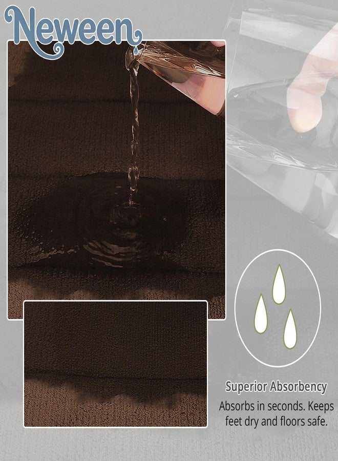 Neween 3 Piece Memory Foam Bath Mat Set - Thick Cushioned Soft Fabric Bathroom Rugs, Non-Slip Absorbent & Quick Dry Bath Mats for Bathroom Floor, Includes Large, Small and U-Shaped Toilet Rug (Brown) - Image 5