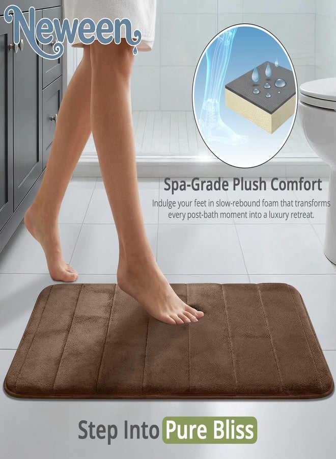 Neween 3 Piece Memory Foam Bath Mat Set - Thick Cushioned Soft Fabric Bathroom Rugs, Non-Slip Absorbent & Quick Dry Bath Mats for Bathroom Floor, Includes Large, Small and U-Shaped Toilet Rug (Brown) - Image 3