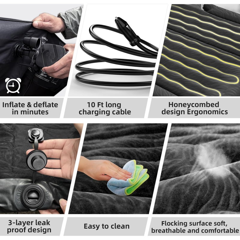 Umbrauto SUV Air Mattress for Trunk: Upgraded Car Camping Mattress with Flocked Surface and Extra Thick Bottom, Van Sleeping Bed for Back Seat with Pump, Nozzle, Repair Patch, Carry Bag - Image 3