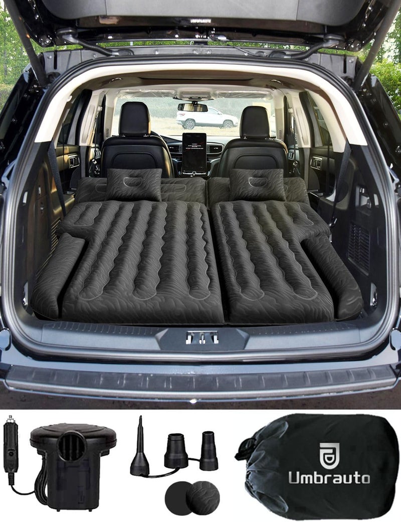Umbrauto SUV Air Mattress for Trunk: Upgraded Car Camping Mattress with Flocked Surface and Extra Thick Bottom, Van Sleeping Bed for Back Seat with Pump, Nozzle, Repair Patch, Carry Bag - Image 1