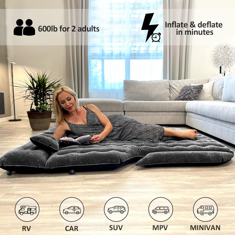Umbrauto SUV Air Mattress for Trunk: Upgraded Car Camping Mattress with Flocked Surface and Extra Thick Bottom, Van Sleeping Bed for Back Seat with Pump, Nozzle, Repair Patch, Carry Bag - Image 5
